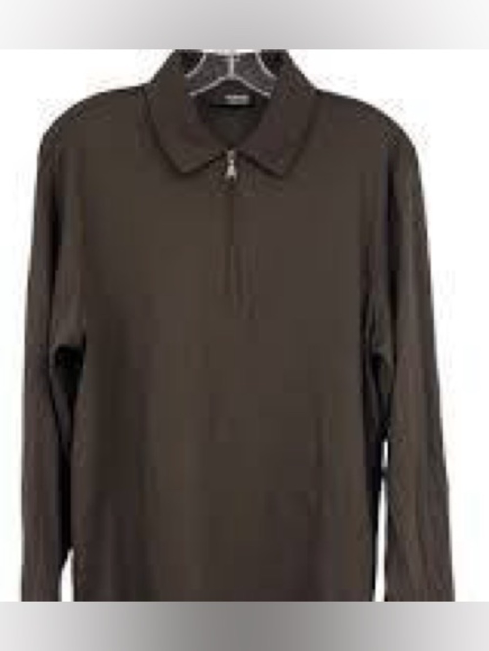 Murano Brown Half-Zip Collared Long Sleeve Shirt